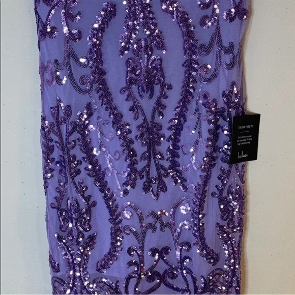Lulu's Glittering Glamour Lavender Sequin Mock Neck Mini Dress. Small. NWT. - Picture 7 of 16
